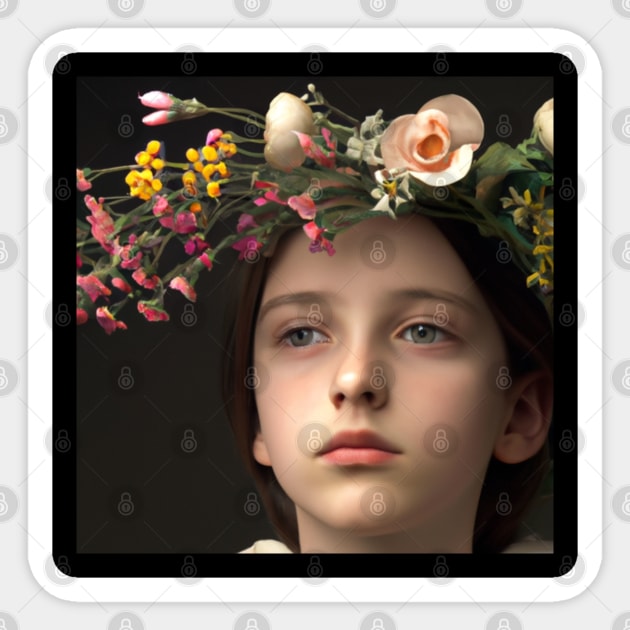 Flower Portrait: Close-up of a Beautiful Woman in Nature Sticker by tearbytea